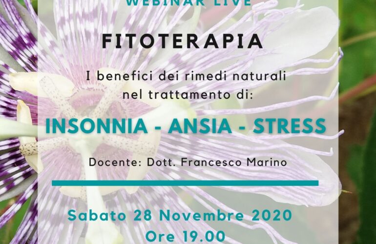 Webinar Live: I benefici dei rimedi naturali nel trattamento di INSONNIA – ANSIA – STRESS